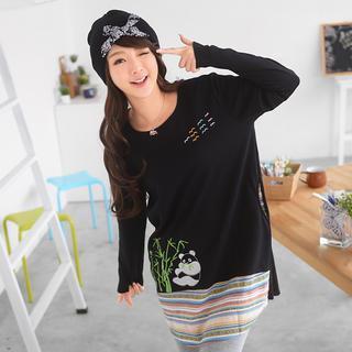 Panda Appliqu  Long-sleeve Top