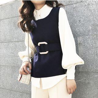 Set: Balloon Sleeve Top + Vest