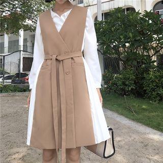 Accordion Pleat Panel Long Vest