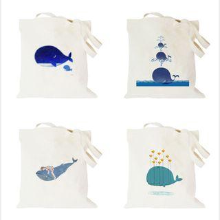 Whale Print Canvas Shopper Bag