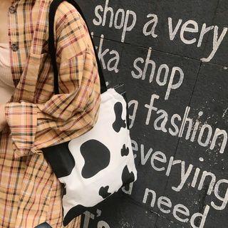 Cow Print Tote Bag White - One Size