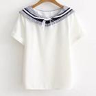 Short-sleeve Striped Sailor Collar T-shirt