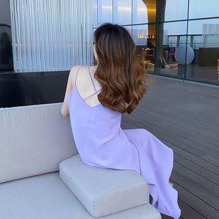 Spaghetti-strap Cross-back Maxi A-line Dress