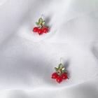 Cherry Dangle Earring Stud Earring - 1 Pair - Silver Stud - Cherry - Red - One Size