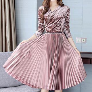 Accordion V-neck Dress