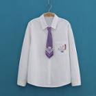 Bear Pocket-front Long-sleeve Shirt With Tie