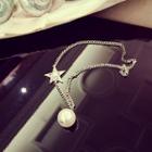 Faux Pearl Dangle Star Necklace