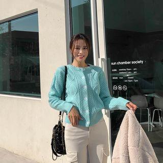 Pastel Color Cable-knit Cardigan