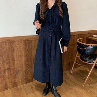 Long-sleeve Maxi Corduroy Dress