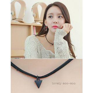 Triangle Pendant Faux-leather Necklace