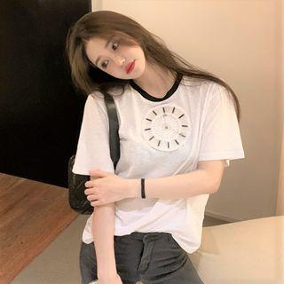 Short-sleeve Embellished T-shirt White - One Size
