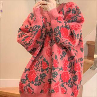 Floral Print Sweater Floral Print Sweater - One Size