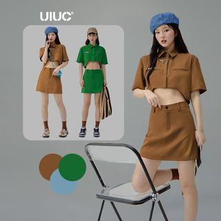 Asymmetrical Crop Shirt With Brooch