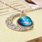 Galaxy Moon Pendant Necklace