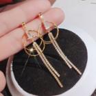 Rhinestone Alloy Hoop Fringed Earring 1 Pair - Silver Needle - As Shown In Figure - One Size