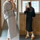 Set: Dip-back Fleece-lined Hoodie + H-line Skirt