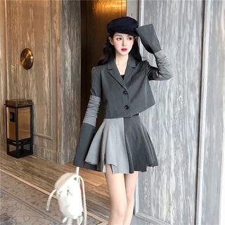 Cropped Bell-sleeve Blazer / A-line Mini Skirt