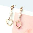 Heart Faux Pearl Drop Earring 1 Pair - Gold - One Size