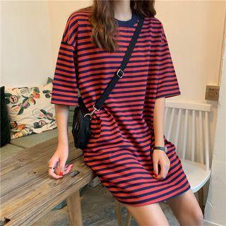 Striped Short-sleeve Tunic T-shirt