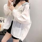Two-tone Drawstring-hem Zip-up Hoodie