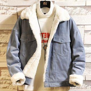Fleece-lined Buttoned Padded Jacket