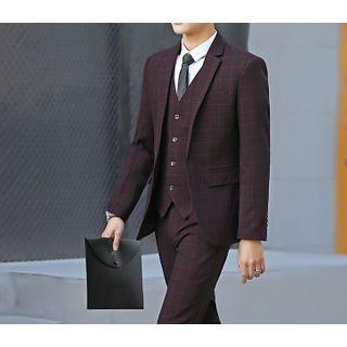 Set: Plaid Blazer + Waistcoat + Dress Pants