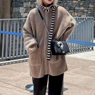 Long-sleeve Ribbed Zip Knit Oversized Jacket