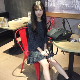 3/4-sleeve Ruffle A-line Dress