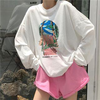 Printed Long Sleeve T-shirt / Sweatshorts