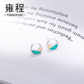 925 Sterling Silver Circle Stud Earring 1 Pair - 925 Silver - Stud Earring - As Shown In Figure - One Size