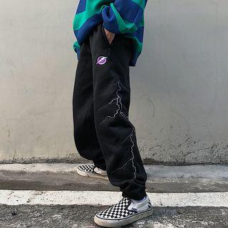Lightning Embroidered Sweatpants
