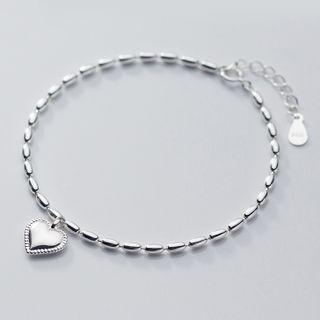 Heart Charm Bracelet Silver - One Size