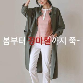 Pocket-side Long Trench Coat