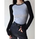 Raglan-sleeve Round Neck Top