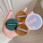 Powder Puff With Case - 2 Pcs - Brown & 1 Pc - Green - One Size