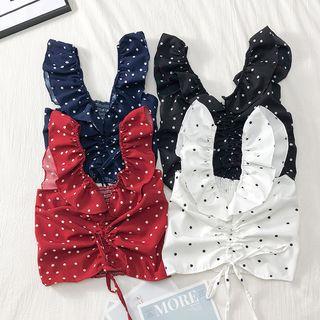 Drawstring Dotted Crop Top