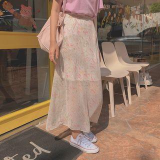 Pattern Chiffon Maxi Skirt