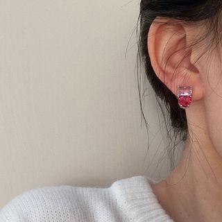 Heart Rhinestone Earring 1 Pair - Red & Pink - One Size