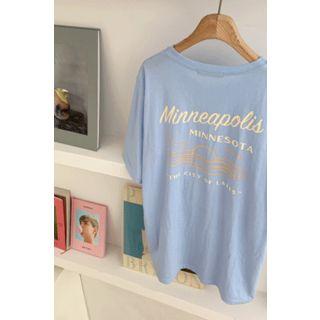 Letter Print Pastel T-shirt