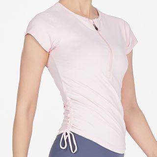 Half-zip Drawstring Short-sleeve Sports T-shirt