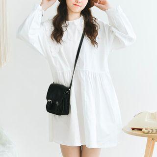Long-sleeve Crochet Collar Tunic Dress