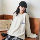 Lettering Pullover Gray Beige - One Size