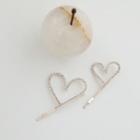 Set Of 2: Heart Hair Pin Pink - One Size