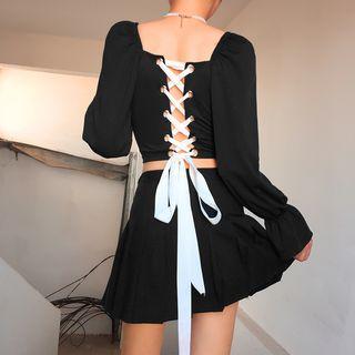 Square-neck Tie Back Blouse