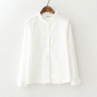 Embroidered Frill Collar Blouse