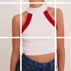 Halter-neck Two Tone Knit Crop Top
