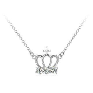 Fashion Elegant Crown Necklace With Austrian Element Crystal Silver - One Size