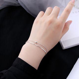 925 Sterling Silver Layered Bracelet Double Layer Bracelet - Silver - One Size