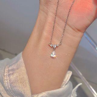 Rhinestone Necklace Xl1748 - Silver - One Size