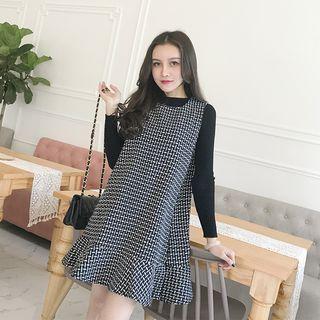 Set: Sweater + Sleeveless Patterned Mini Dress